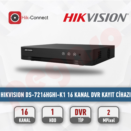 HIKVISION DS-7216HGHI-K1 16 KANAL 1080P LITE AHD/ HDTVI  KAYIT CİHAZI 